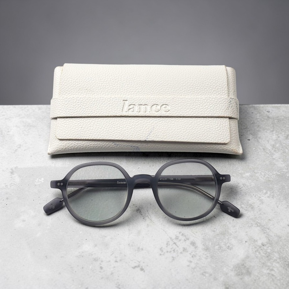 Lance Opera C-02 Matte Grey Round Eyeglasses Frames‎ 47-21-148 with Case